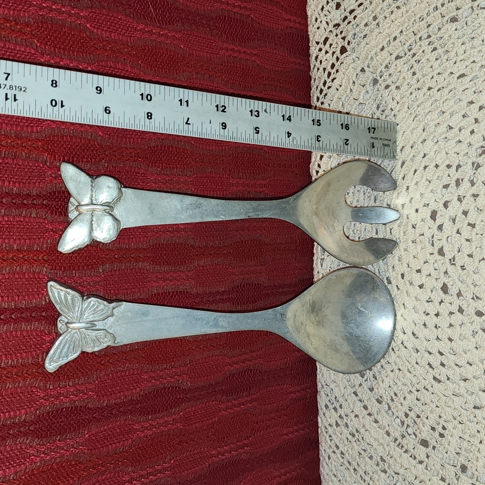 SALE! Aluminum salad serving utensil set Mariposa 1994